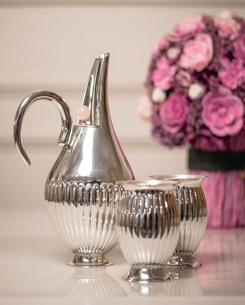 Ribbed Jug and Glass Set